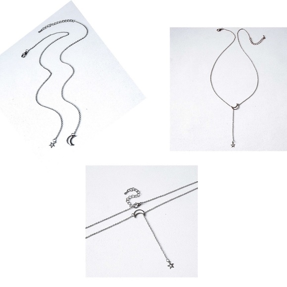 Silver Moon/Star Lariat Necklace - Picture 7 of 8